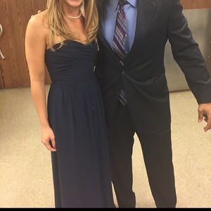 Alfred Angelo navy blue chiffon bridesmaid dress sz 4/6